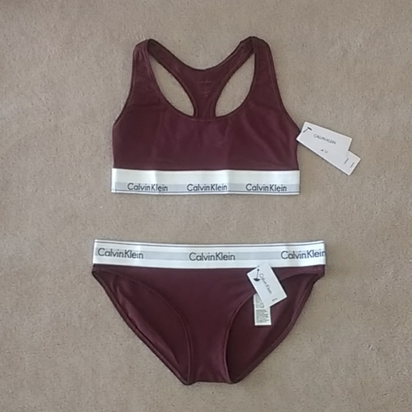 maroon calvin klein set